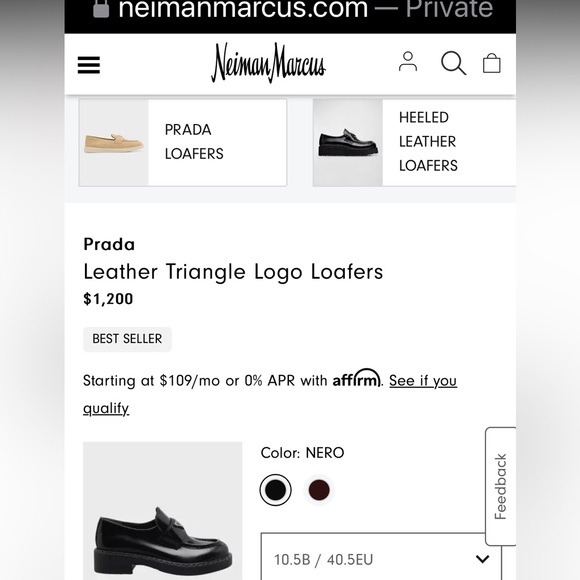 Prada Leather Triangle Logo Loafers Black 37 - Picture 4 of 12